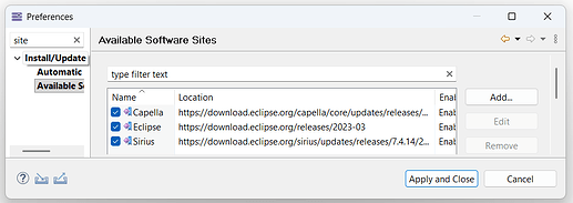Capella UpdateSites