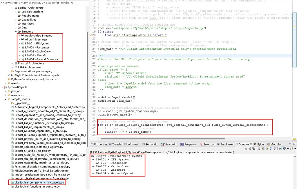 List logical components with python4Capella in logical architecture ...